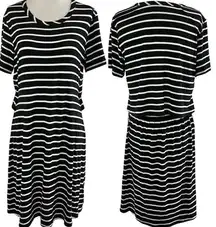 Market & Spruce New  Cut Out Back Striped T-Shirt Dress Black White Size Large