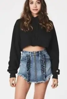 Dance & Marvel front zip/ruffles denim skirt sz Large