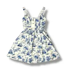 7 For All Mankind XS NEW Toile Mini Dress Sea Mermaid Marine Life Corset Linen