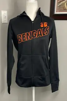 Nike Cincinnati Bengals NFL Zip Up Hoodie Womens Size Medium Dri Fit Lined Warm