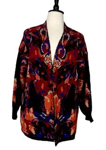Adyson Parker Cardigan Open Front Heavy Knit Blue Red Multi Women’s Size 3X