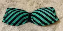 Adidas Neo Label Striped Bikini Top Strapless Women's XS Teal Black