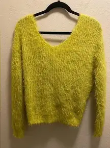 Miroh Lime Green Eyelash Twist Back Sweater.