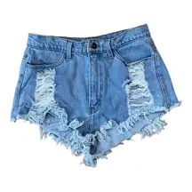 Vibrant distressed women’s Jean short shorts size large