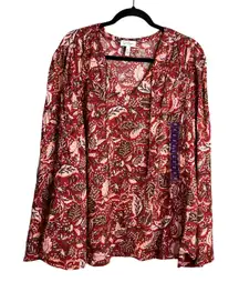 Jessica Simpson Boho Floral Top‎ Plus Sz XXL Floral Flowy Shirt Flare Sleeve NEW