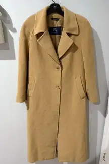 Burberry London Wool Lorenza‎ Camel Hair Long Tan Trench Coat Italy 38 8 READ