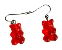 Red gummy bear earrings