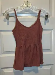 SheIn Mauve Waffle Knit V Neck Aline Tank Small