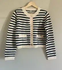 NWT Women’s Striped Cardigan Sweaters Button Cropped Knit Crewneck XS 