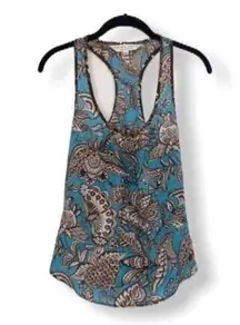 Trina Turk blue racerback silk top