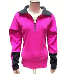 Columbia Womens Pink Fleece Zip Up Pullover Size M Breast Cancer Ribbon