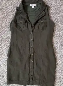 Banana Republic Dark Green Linen Sleeveless Dress