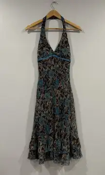 Speechless Y2K Brown Floral Halter Dress Ruffle Hem Juniors 3