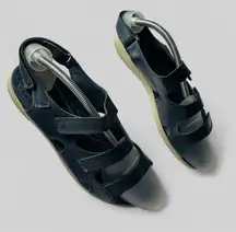 Ecco Blue Leather strappy adjustable preppy ladies sandals size EU 41 coastal