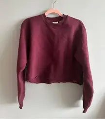 Aritzia TNA Sweatfleece cropped sweatshirt (burgundy / maroon)