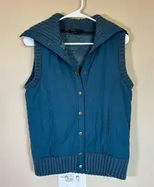 BCBGMaxAzria Women's Snap Collared Vest Blue‎ Medium