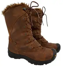 Keen Women's Brown Leather Bailey High Fur Lace Up Boots Size 10