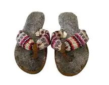 Dearfoams  Faux Fur Flipflop Sandal House Slippers Summer Beach Shoes