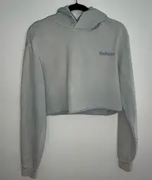 Madhappy cropped blue grey sweatshirt hoodie Raw hem Stiching medium