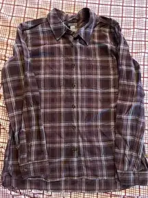 WOMENS CARHARTT PURPLE PLAID LONG SLEEVE SHIRT Large 12 14