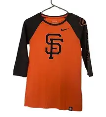 Nike  San Francisco Giants Baseball Black Orange Shirt Size XS EUC #6769