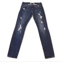 Abercrombie & Fitch Dark Wash Distressed Skinny Jeans W26 L29 Low Rise
