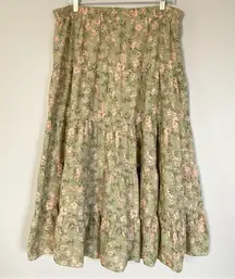 Vintage Skirt Cottagecore Floral Tiered‎ Country Romantic Prairie Cotton Blend