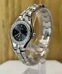 Caravelle Bulova Women Watch Stainless Silver Steel Water Res Batt Black Quartz