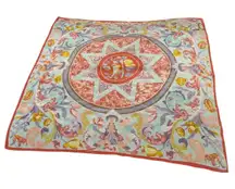 VTG Diane von Furstenberg Silk Floral Bird Scarf Multicolor