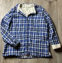 L.L.Bean Fleece-Lined Blue Plaid Flannel Shirt – Women’s Large