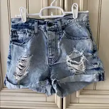 Brandy Melville Blue Distressed Denim Jean Shorts