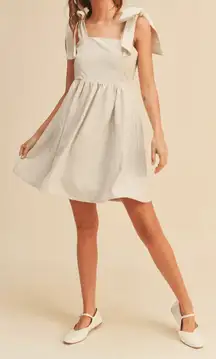 MIOU MUSE Dress Size Small Bow Tie A-Line Mini Linen Blend New