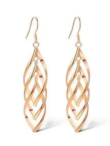 Elegant Twist Leaf Dangle Drop Earrings for Women Rose Gold Color