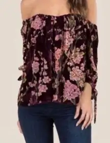 Francesca’s Floral Off-The-Shoulder Open Back Blouse