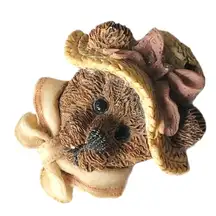 Vintage Brown Teddy Bear Head In Hat Brooch Pin Statement Jewelry