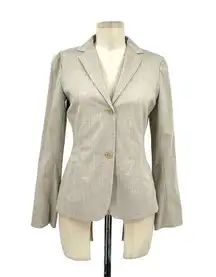 Jil Sander Cream Greige Wool Blend Two-Button Suiting Blazer Size 34 / US 2