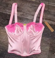 SKIMS Stretch Satin Lace Balconette Cropped Corset