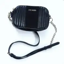 Steve Madden Black Quilted Crossbody Bag Purse Chain Strap Faux Leather Mini