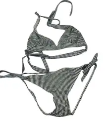 Ingear szM (runs small) blue & white checked 2 piece bikini GUC no bra inserts