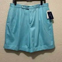 Ralph Lauren Women’s Golf High Waist Pleated Blue Bermuda Vintage Shorts Size 14