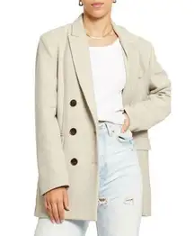 Know One Cares | Double Breasted Padded Shoulder Blazer in Sage Size Small