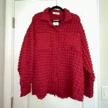 New,  Shelby Button Up Long Sleeve Popcorn Shirt Jacket Shacket