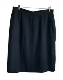 VTG USA Made Merina Wool Skirt Black Lined Midi Textured‎ Classic 90s Capsule