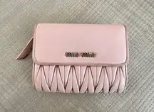 Miu Miu Authentic  Matelasse - Pink Blush Leather Trifold Wallet