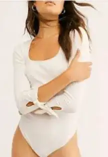 Free People Movement Ribbed White Bodysuit‎ Sz M