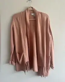 Magaschoni M Peach Knit Fringed Cardigan