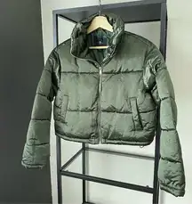 NWT 7 For All Mankind Satin Cropped Puffer Jacket