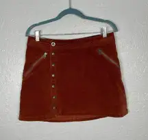 Kuhl Women 6 Orange Red Corduroy Streamline Mini Skirt Zip Pockets Asymmetrical