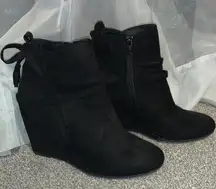 Black Wedge Booties