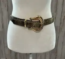 Vintage Champagne Western Faux Snakeskin Genuine Leather Belt Cowgirl